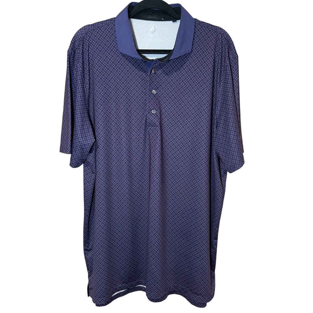 Greyson‎ Men's Short Sleeve Polo Golf Navy Blue Purple Size XL